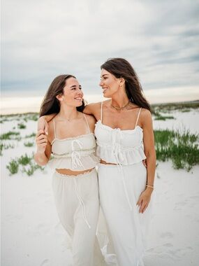 12th Tribe Cream & White Maxi Skirt and Crop Set